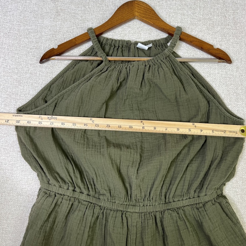 Gap 100% Cotton Romper Green Tea Boho Lagenlook Coastal Gauze Women's Size L - Picture 8 of 8